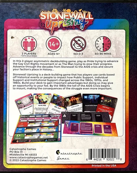 Stonewall Uprising two-player historical board game with cards and game components.