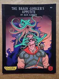 D&D 5E Adventure The Brain Gorgers Appetite, featuring a tentacled monster attacking an armored adventurer.
