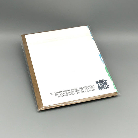 Birthday Mushrooms card by West Land Press with brown envelope, made in Portland, Oregon.