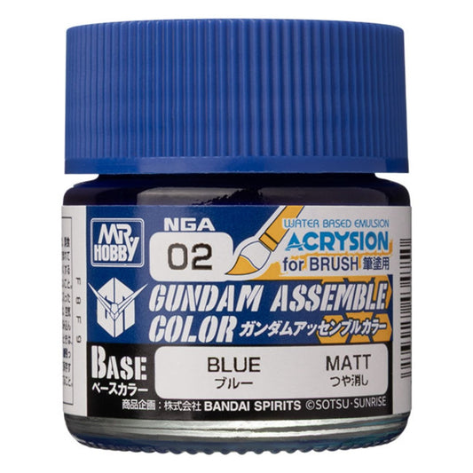 40ml jar of Gundam Assemble Color Base Matte-Blue paint for miniature Gunpla kits.