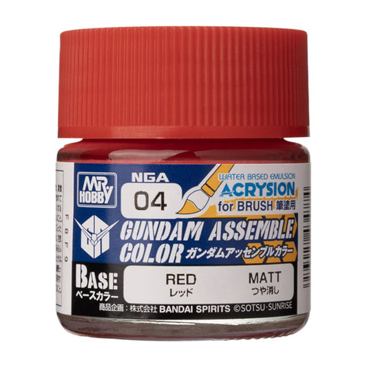 Gundam Assemble Color Base Matte-Red, small jar of water-based ACRYSION paint.