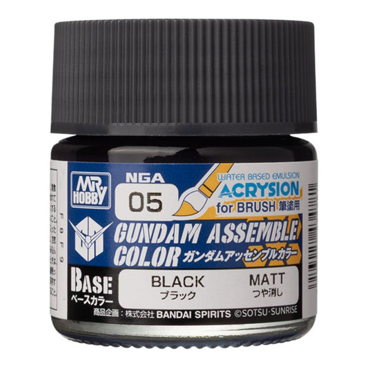Gundam Assemble Color Base Matte-Black miniature paint jar, water-based, labeled 05 Black Matt.