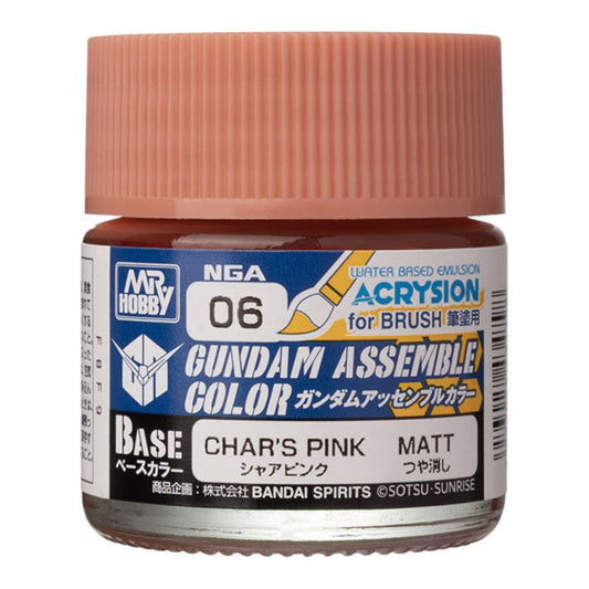 Gundam Assemble Color Base Matte, Chars Pink water-based paint for Gunpla models.
