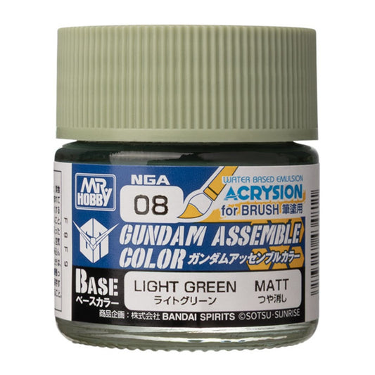 Gundam Assemble Base Matte-Light Green water-based paint jar for brush use.
