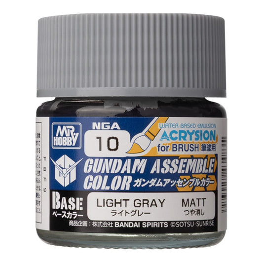 Mr. Hobby Acrysion paint jar, Gundam Assemble Color, Base Matte Light Gray.