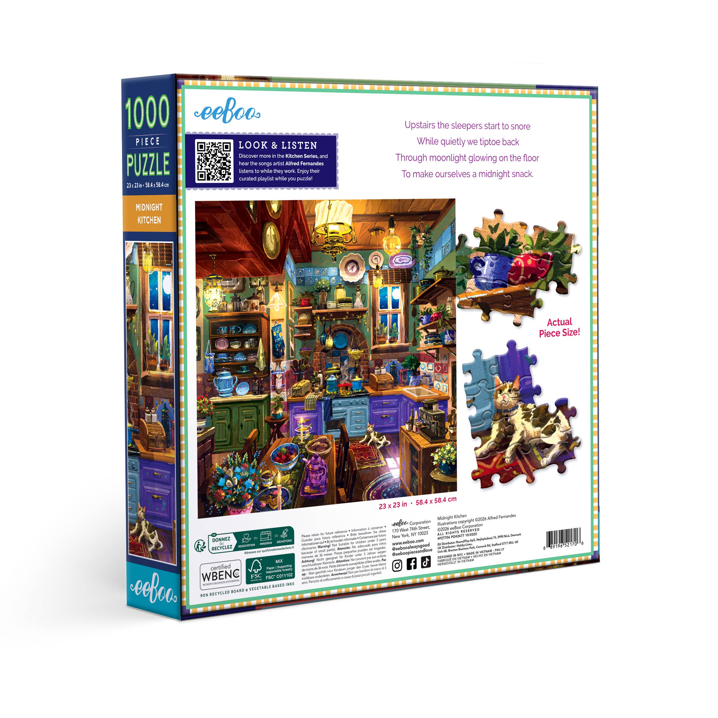 The Midnight Kitchen 1000 Piece Puzzle with a moonlit kitchen illustration on the box.
