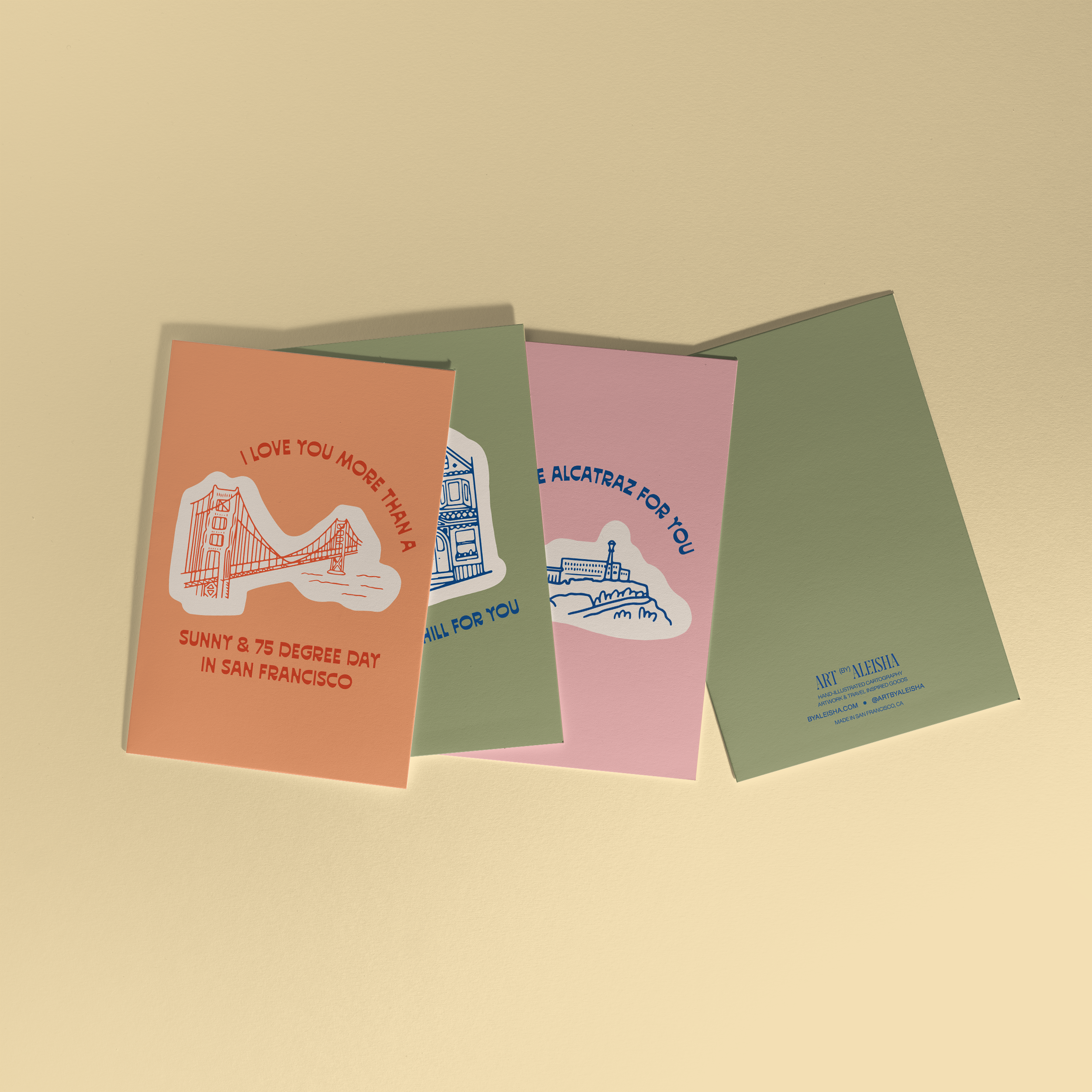 I’d Climb Any Hill For You greeting card with San Francisco-themed art by Aleisha Nelson.