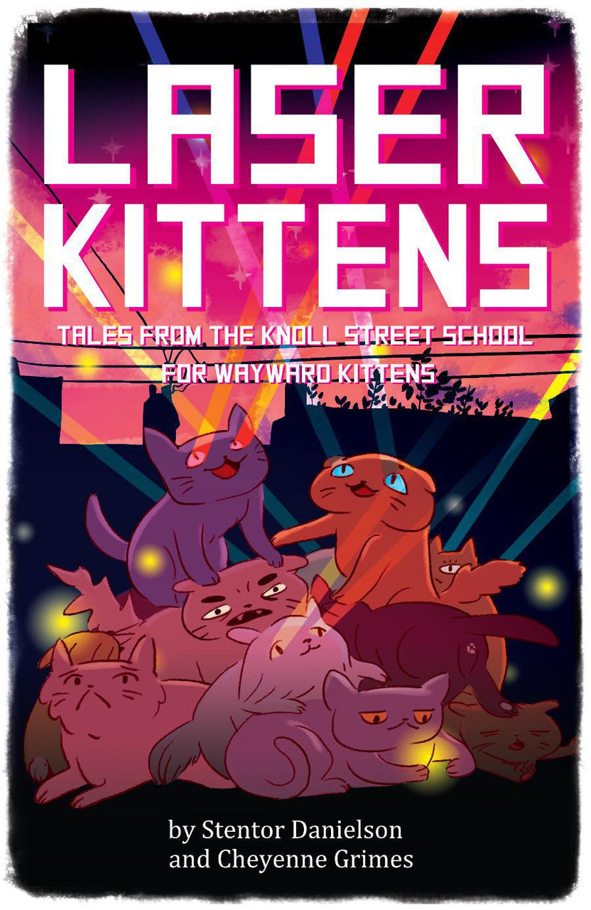 Laser Kitten cover featuring kittens, lasers, and bold futuristic text.