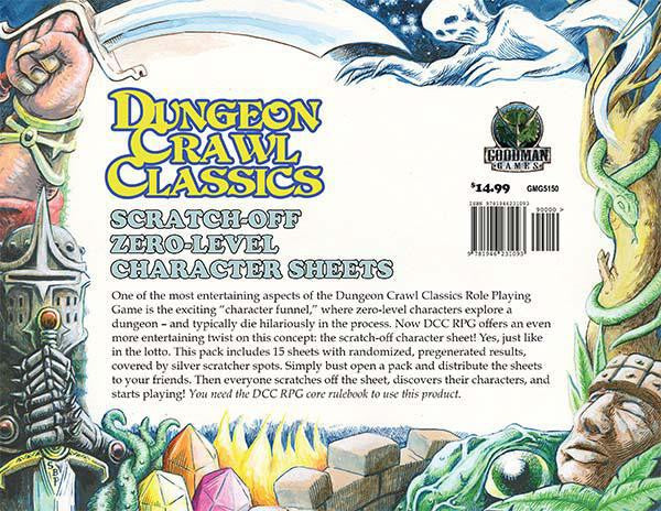 Dungeon Crawl Classics Scratch-Off Zero Level Character Sheets box.