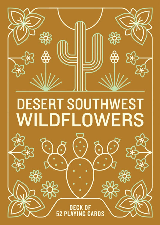 Desert Southwest Wildflowers Deck with 52 cards, each showing wildflower and cactus art on a brown background.