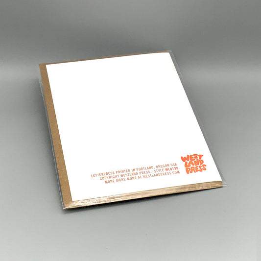 Congrats Rats card with brown envelope in plastic packaging, from West Land Press, Portland, Oregon.