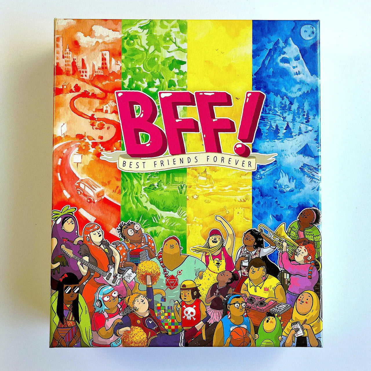 BFF Best Friends Forever board game box, a GMless RPG for tween girls and cartoon friends.
