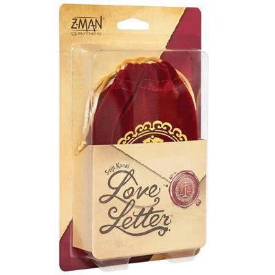 Love Letter New Edition Bag, risk and deduction card game in red velvet bag by Z-Man Games.