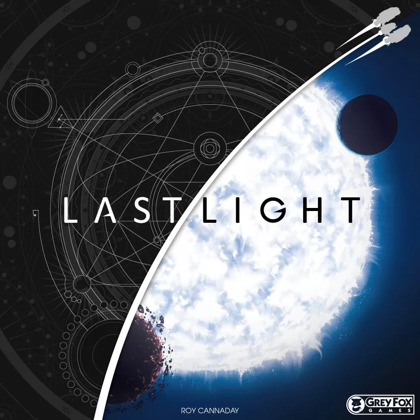 Last Light 4X board game by Grey Fox Games, showing a bright star, two planets, and sci-fi symbols on the box.
