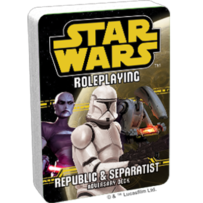 Star Wars Roleplaying Republic and Separatists Adversary Deck with Clone Trooper and Rise of the Separatists villains.