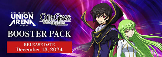 Union Arena: Code Geass: Lelouch of the Rebellion Booster Display, releasing December 13, 2024.