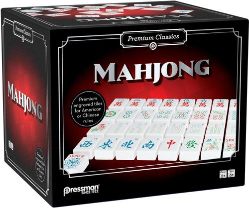 Pressman Premium Classics Deluxe Mahjong Set with engraved tiles for American or Chinese mahjong play.