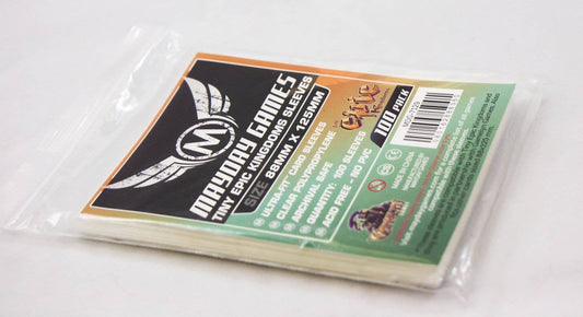 100-pack Tiny Epic Kingdoms card sleeves, 88 x 125 mm, by Mayday Games.