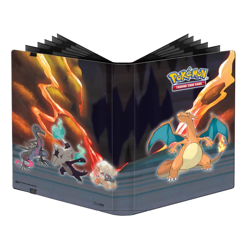 Pokemon Scorching Summit 9-pocket binder featuring Charizard, Mimikyu, and Gengar on the cover.