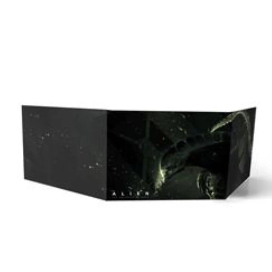 ALIEN RPG: GAME MASTERS SCREEN, a black screen featuring abstract Alien-themed art and the word ALIEN at the bottom.