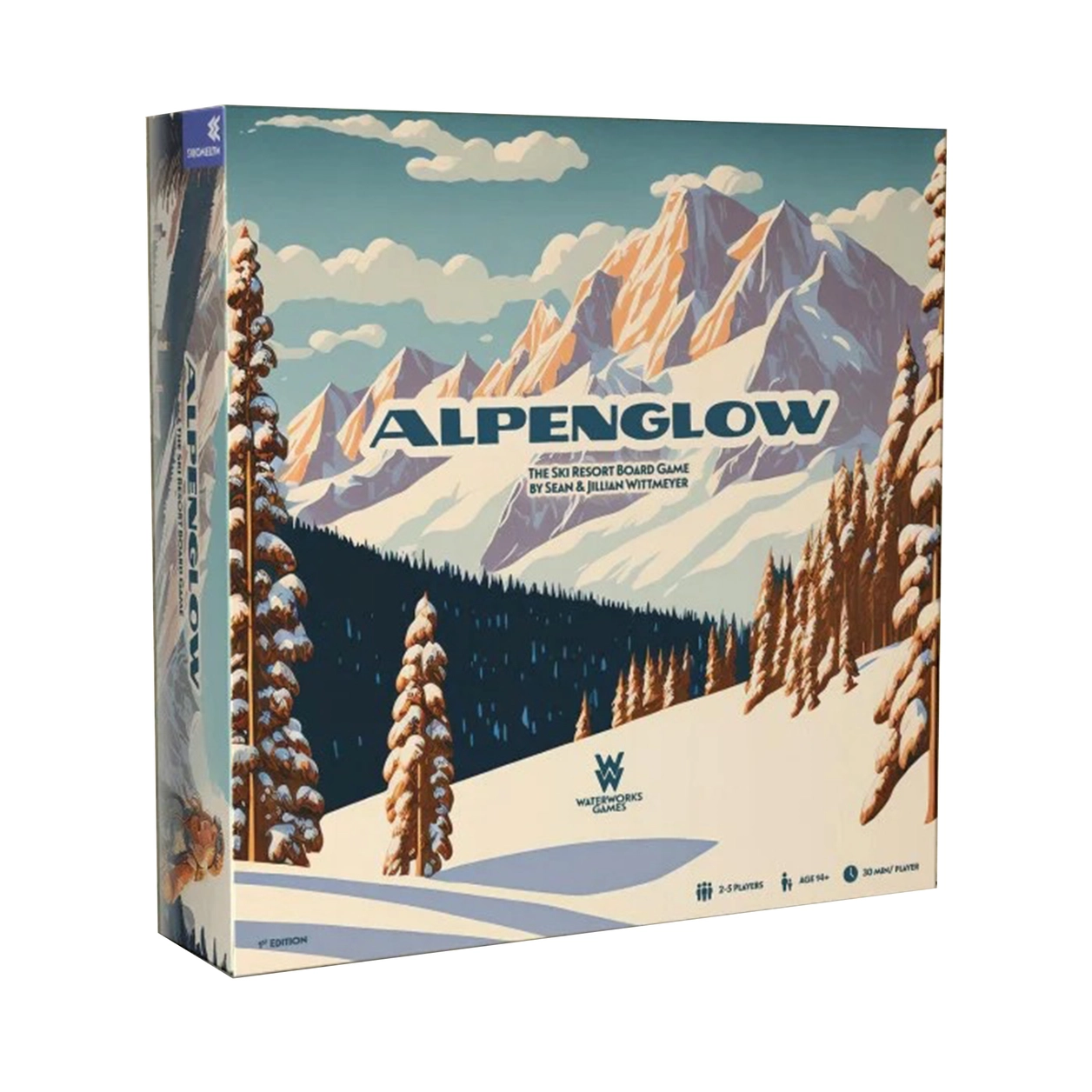Alpenglow ski resort board game box.