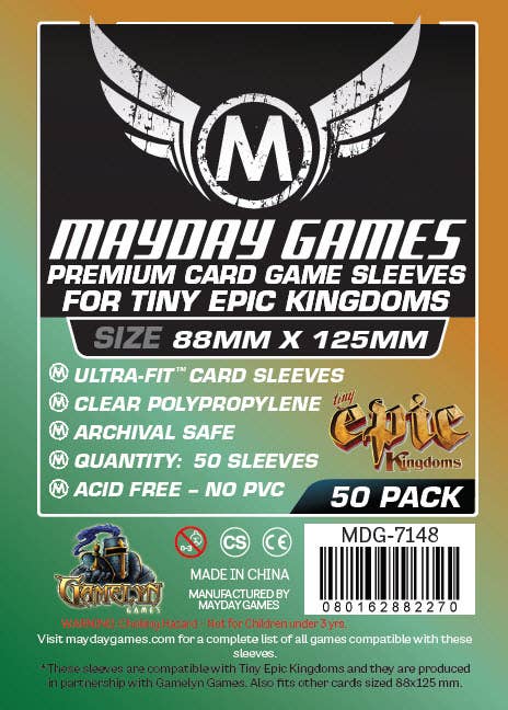 Tiny Epic Kingdoms Sleeves, 88 x 125 mm, pack of 50, durable.