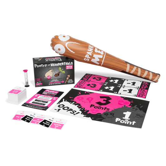 Poetry for Neanderthals NSFW edition with cards, timer, scoreboard, and inflatable SPANK ME club.