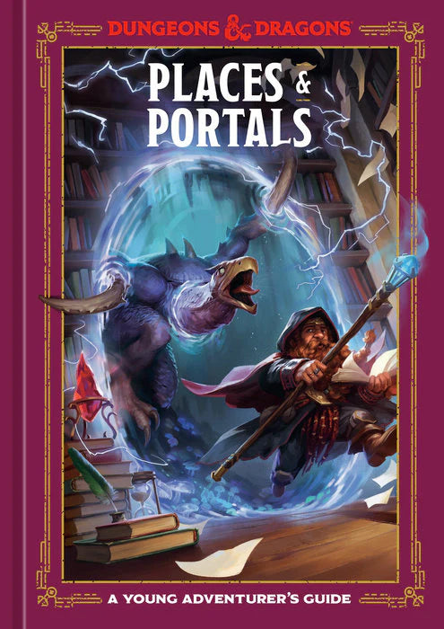 Places & Portals: A Young Adventurer’s Guide cover featuring a wizard and dinosaur emerging from a portal.