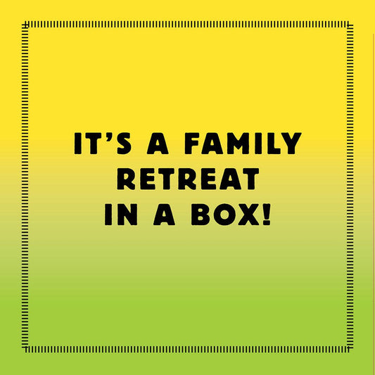 Spark Family Creativity—your family retreat in a box for screen-free fun, on yellow-to-green gradient background.
