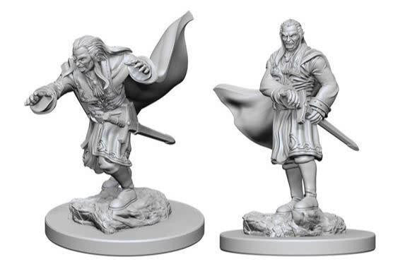 Two unpainted miniatures of robed vampires with sword and cape for D&D: NMU: Vampires W1 campaigns.