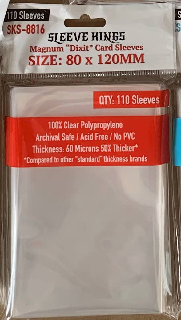 Sleeve King Magnum Dixit Card Sleeves 80x120mm SKS-8816, 110 pack, clear 60-micron sleeves.