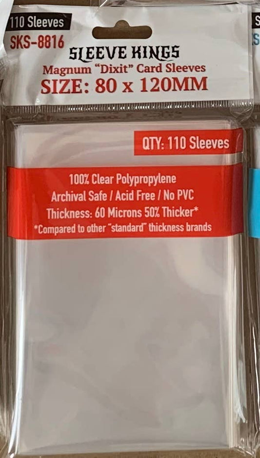 Sleeve King Magnum Dixit Card Sleeves 80x120mm SKS-8816, 110 pack, clear 60-micron sleeves.