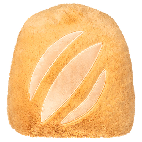 Tan Sourdough Comfort Food Squishable Plushie pillow with three beige claw marks resembling sourdough crust.
