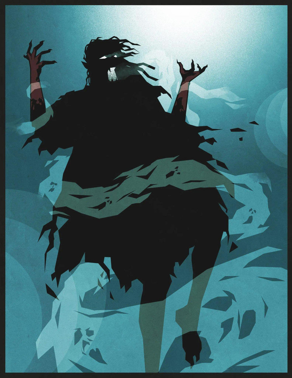Cover of Black Magic: a Spire Sourcebook featuring a Blood-Witch in tattered clothes in misty blue light.