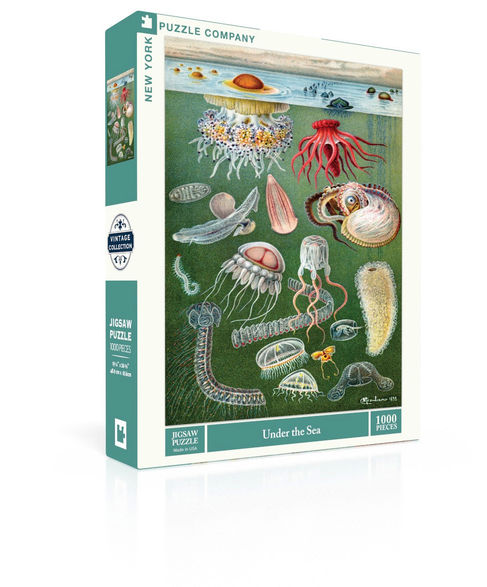 Under the Sea 1000 Piece Puzzle by New York Puzzle Company featuring vintage sea creatures.