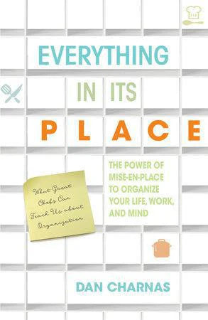Everything in Its Place book cover with tiled background and yellow sticky note. Organizational book.