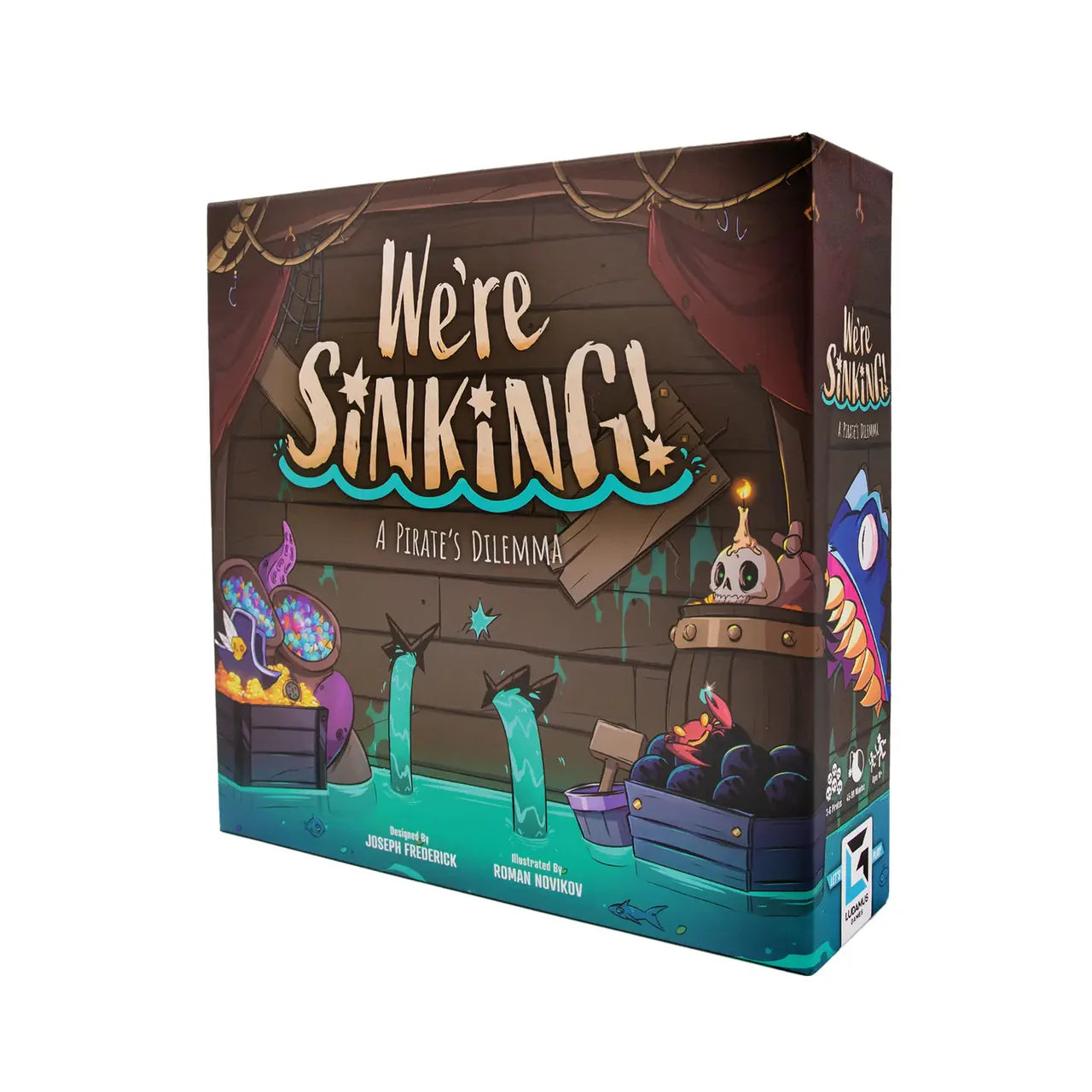 Were Sinking pirate-themed board game in box with illustrated artwork.