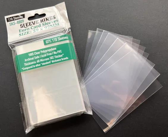 59mm x 92mm card sleeves (110 pack) with several sleeves displayed next to the packaging.