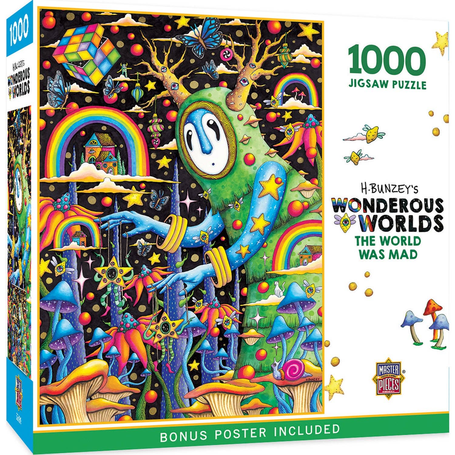 Wonderous Worlds – The World Was Mad 1000-piece eco-friendly puzzle with surreal landscape and whimsical creature.