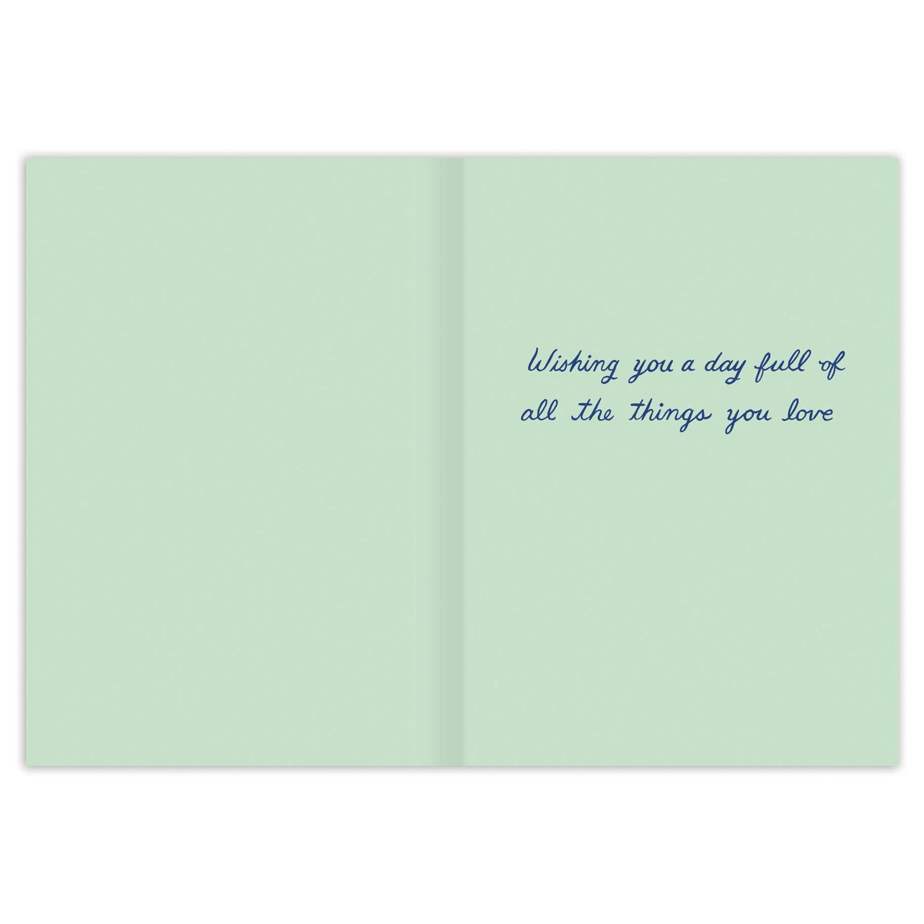 Sweet Treats Hedgehog Birthday Card with light green interior, blue cursive text, and gold foil accents.