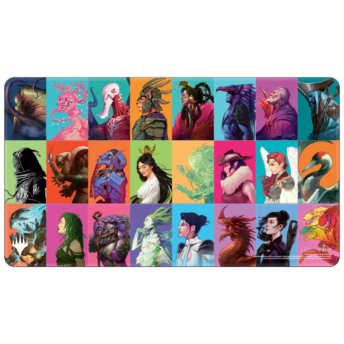 Commander Masters Pop Collage White Stitched Standard Gaming Playmat for Magic: The Gathering
