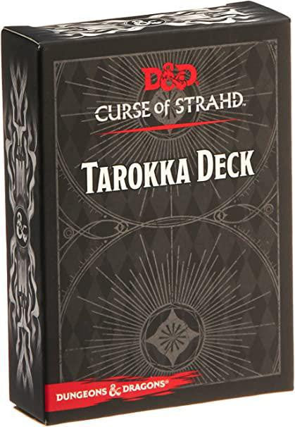 Curse of Strahd Tarokka Deck box with black and silver designs.