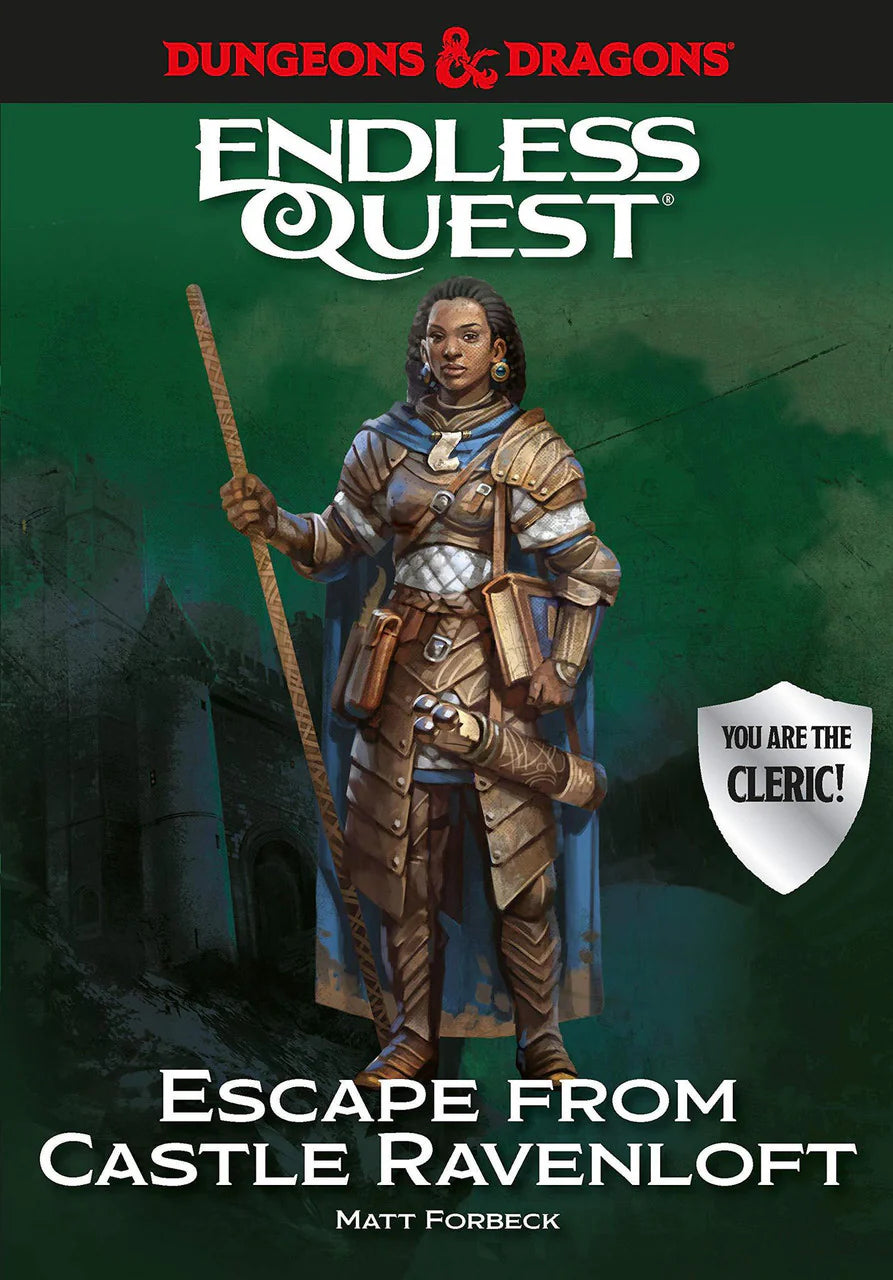 Dungeons & Dragons: Escape from Castle Ravenloft—Cleric variant featuring armored female cleric with staff.