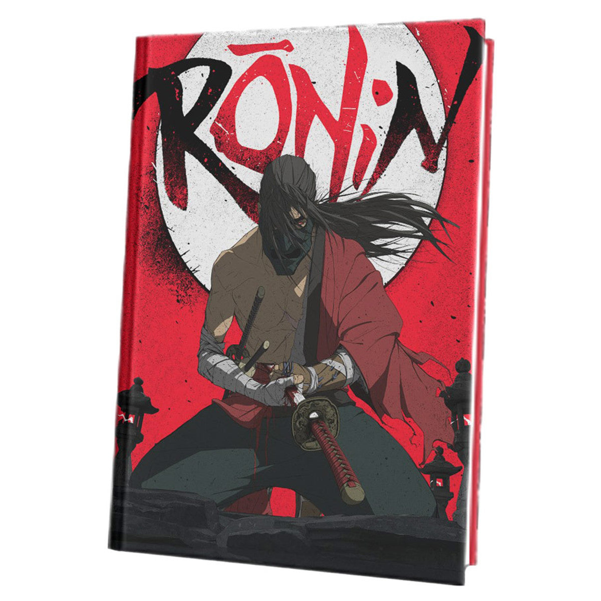 Ronin: Core Rulebook featuring a masked, armored warrior kneeling with a sword before a red moon.