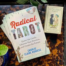 Book cover of Radical Tarot: Queer the Cards, showing diverse queer tarot imagery and inclusive card designs.
