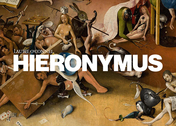 Medieval-themed artwork with fantastical creatures and Hieronymus in bold white text across the center.