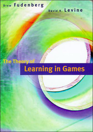 Book cover for The Theory in Learning in Games by Drew Fudenberg and David K. Levine, with abstract art.