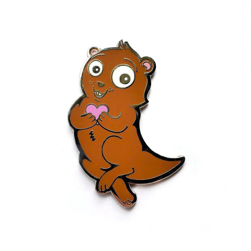 Kolorspun Pins Significant Otter brown enamel pin featuring an otter design.