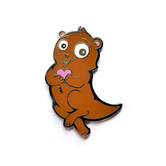 Kolorspun Pins Significant Otter brown enamel pin featuring an otter design.