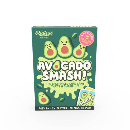 Avocado Smash Box card game for ages 6+, 2 or more players, 10 minute playtime.